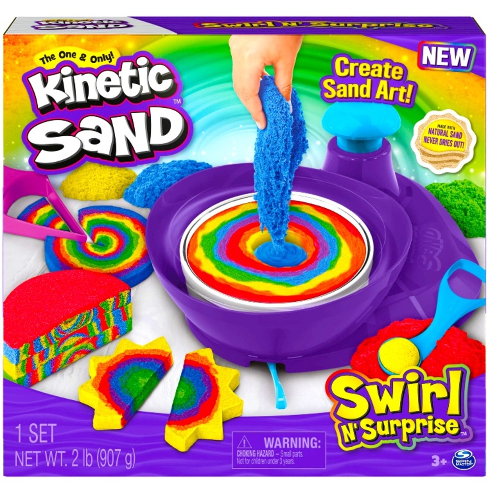 Kinetic Sand Swirl n’ Surprise Playset with 2lbs of Play Sand, NIB